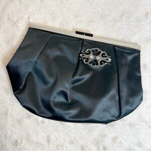 Banana Republic Black Evening Clutch with Rhinestone Pin